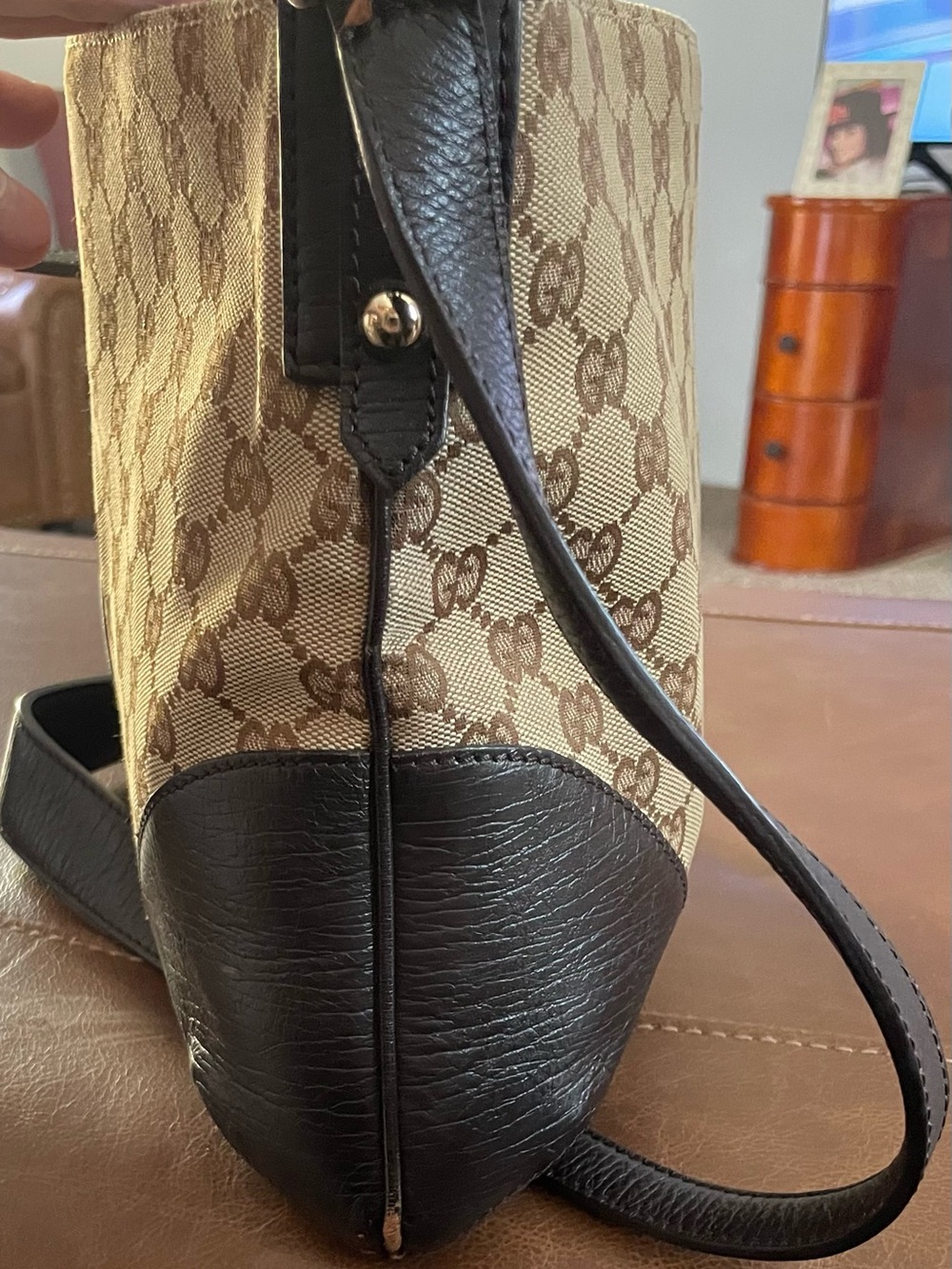 Gucci Hasler Horsebit Monogram Purse in Beige & Brown - Picture 9 of 14